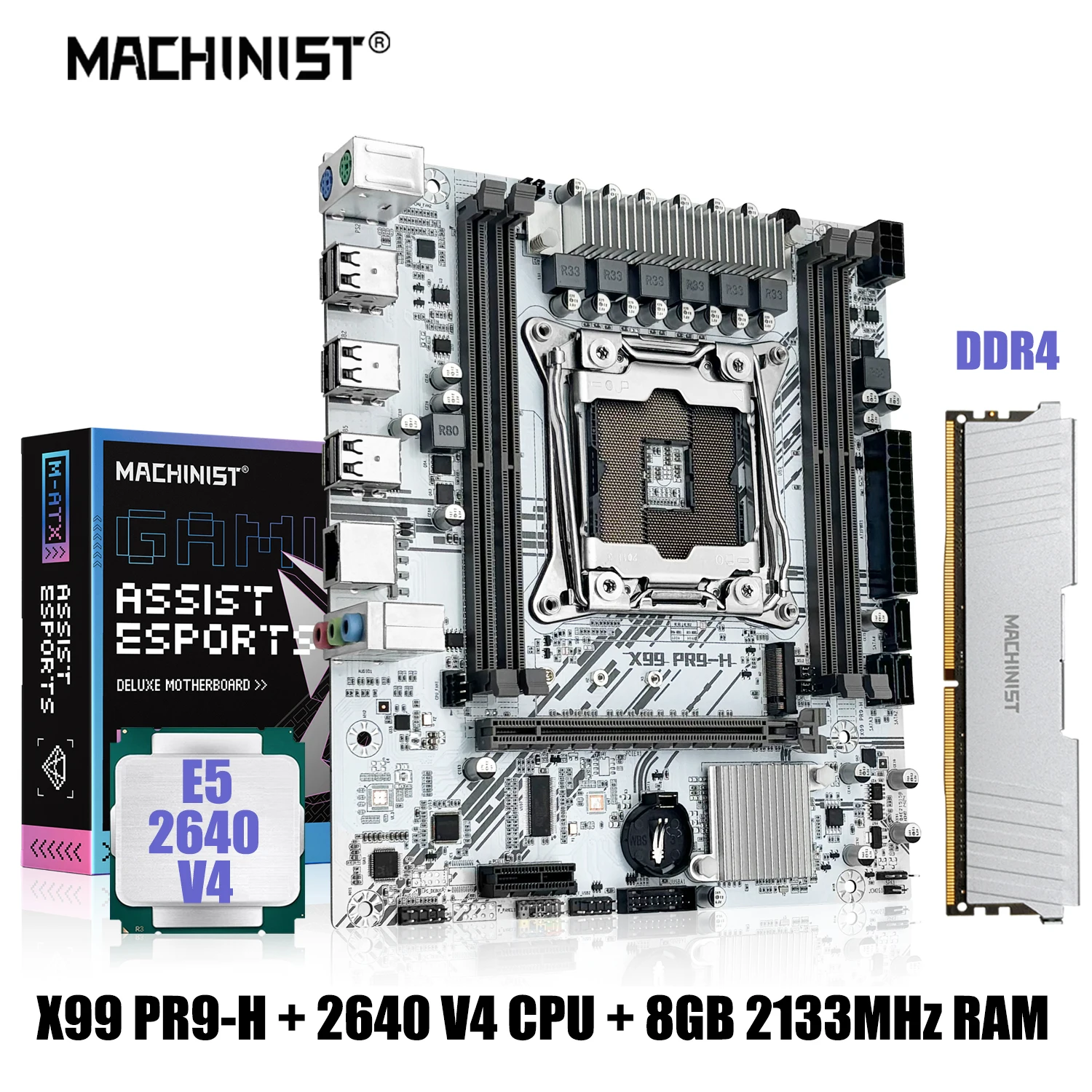 

Machinist PR9-H X99 системная плата в комплекте LGA2011-3 Xeon E5 2640 V4 процессор с 8 Гб 2133 МГц DDR4 ОЗУ набор NVME M.2 ssd