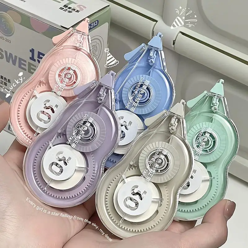 5Pcs Creative Morandi Color Correction Tape Set Large Capacity Silent Correction Tapes Multi-functional Office Stationery
