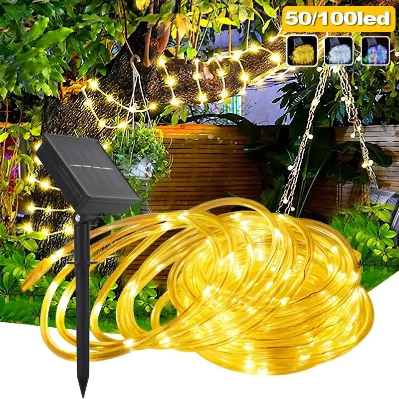 Heinast Solar String Lights Solar Outdoor Lights with 8 Lighting Modes Waterproof Fairy for Tree Garden Patio Copper Wire