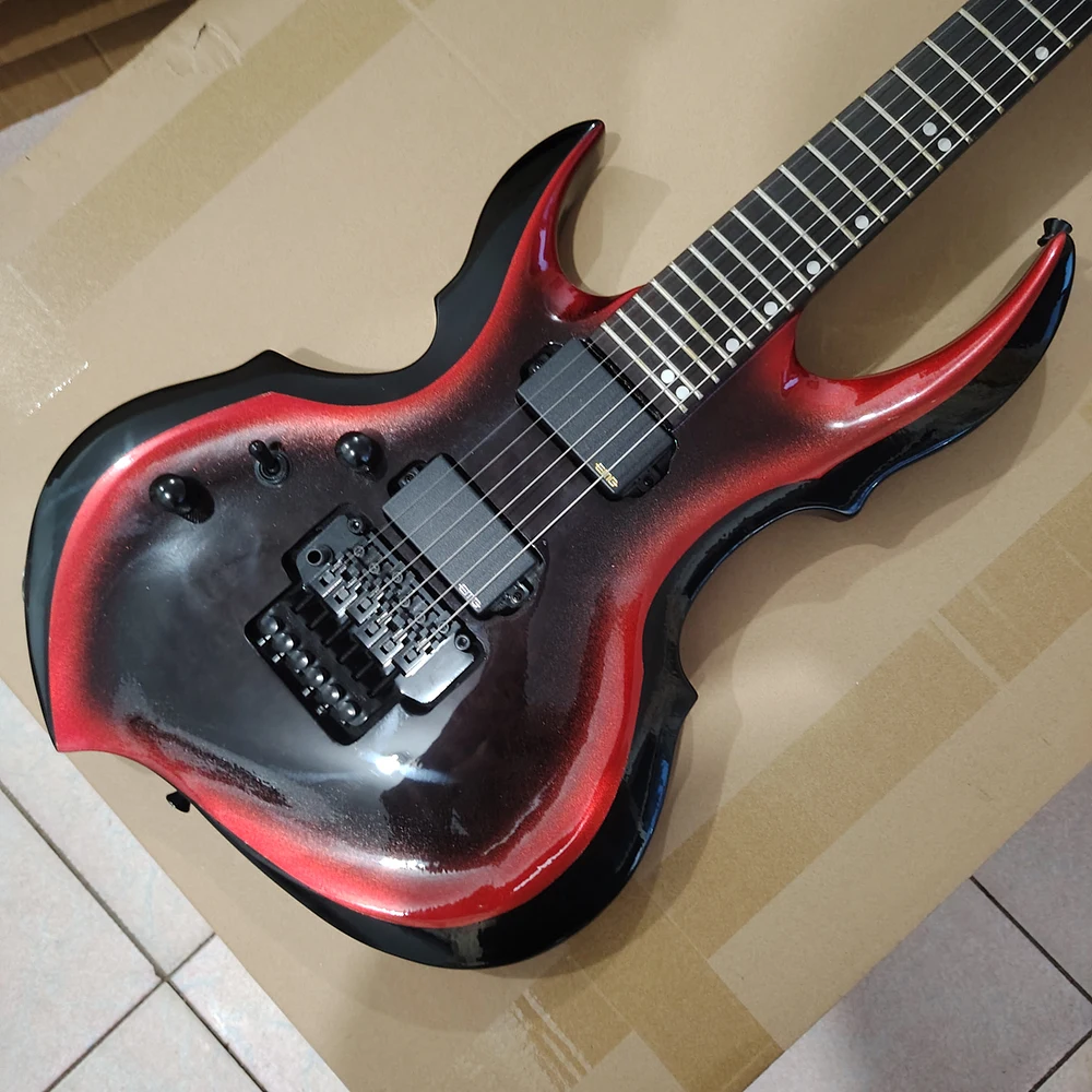 In stock left hand black circle red shaped electric guitar, active pickup, need more pictures contact seller, ,