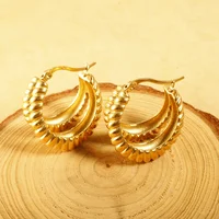 Luxury Shiny Zircon Hoop Earrings for Women Trendy Golden Stainless Steel Wed Ear Geometric Circle Earring Jewelry Pendientes - Image 6