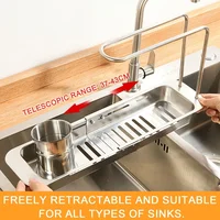 Kitchen Telescopic Storage Rack Sink Organizer Rack Telescopic Faucet Organizer Towel Sponge Storage Adjustable Storage Rack 2
