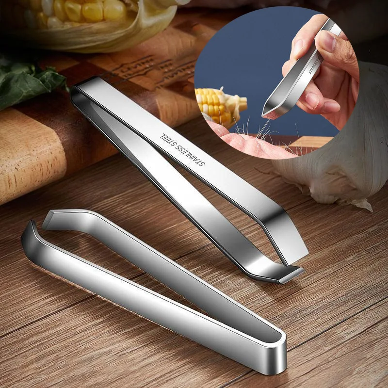 Description Picture 3 of item2Pcs Fish Bone Tweezers Stainless Steel Flat Slant Tongs Pliers Hair Pliers Pin Bone Removal Seafood Removal Clip Kitchen Tool