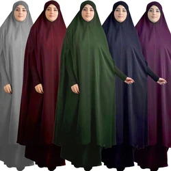 Overhead Praye Garment Women Muslim Maxi Dress Hooded Abaya 2024 Eid Ramadan Islamic Clothing Caftan Full Cover Kaftan Robe Gown