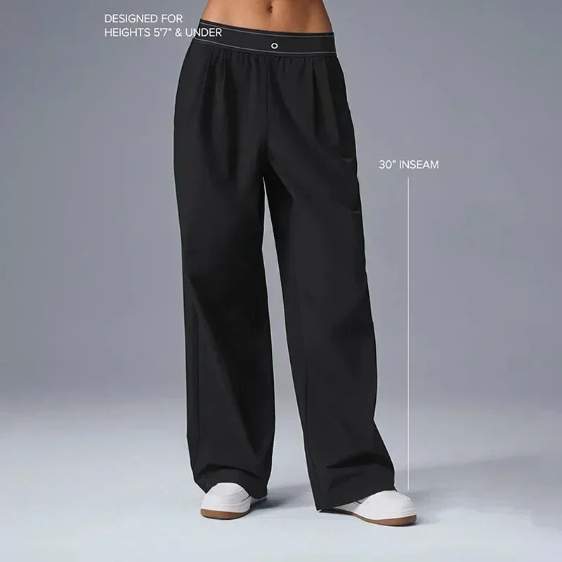 AI Yoga Suit Up Trouser (Regular) Fashionable Loose Straight Leg Suit Pants Elastic Belt Comfortable Lightweight Pants 4