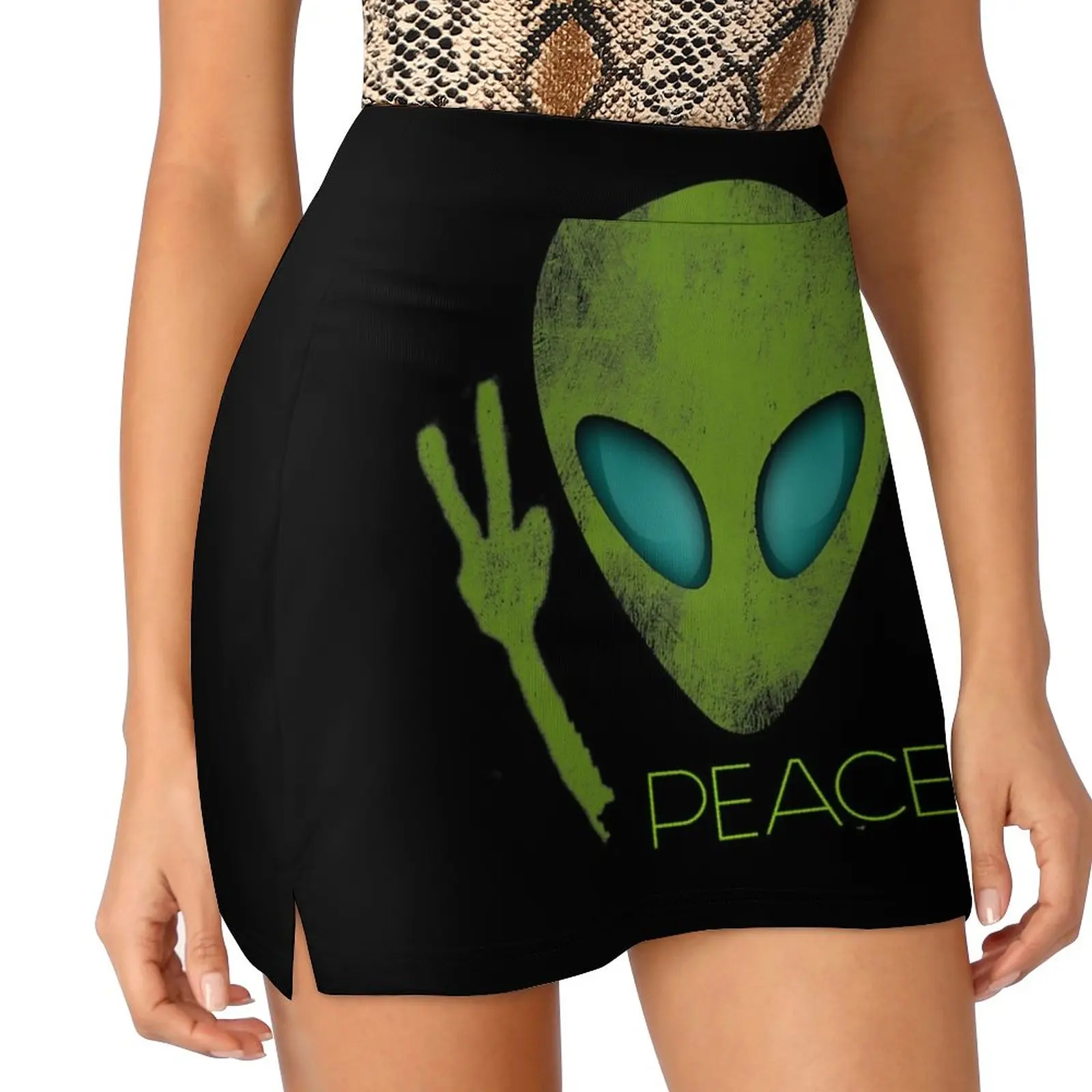 

Alien Peace Cool Funny Cute UFO Light proof trouser skirt short skirt for women dresses summer woman 2023