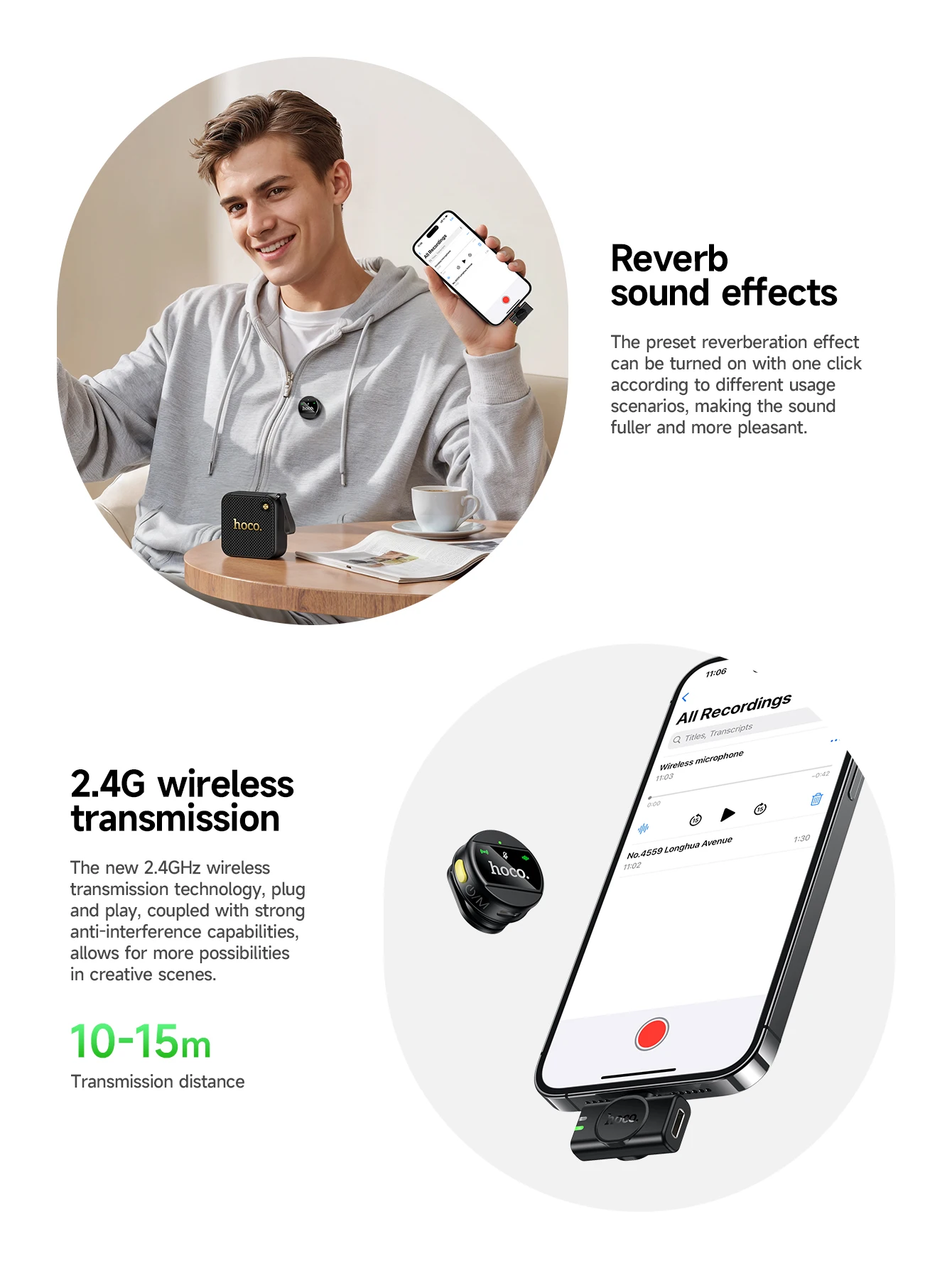 HOCO L21 Magnetic Wireless Lavalier Microphone USB-C