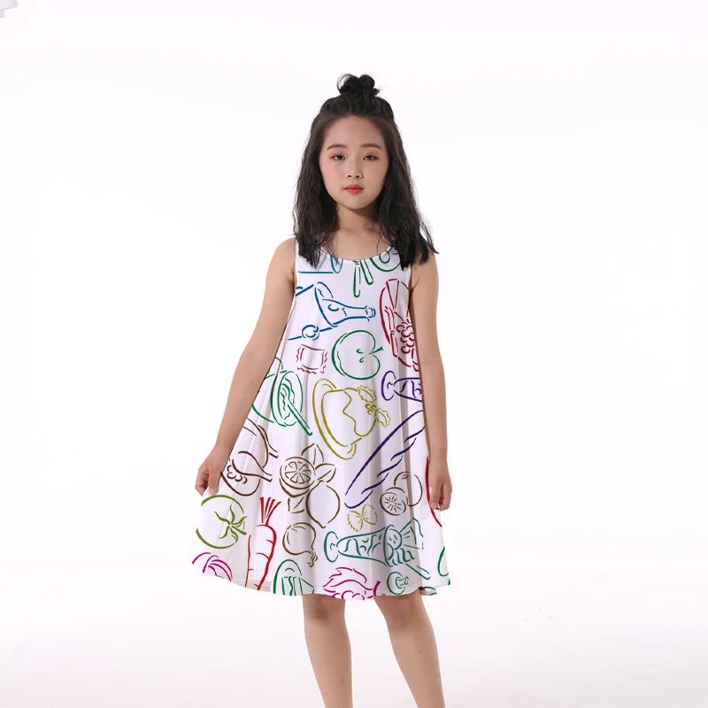 jumper dress 2022 New Fashion Summer Delicious Desserts 3D Print Cute Baby Girl Party Dresses for Kids Princess Girls Dress 4-14 Years Old new dress