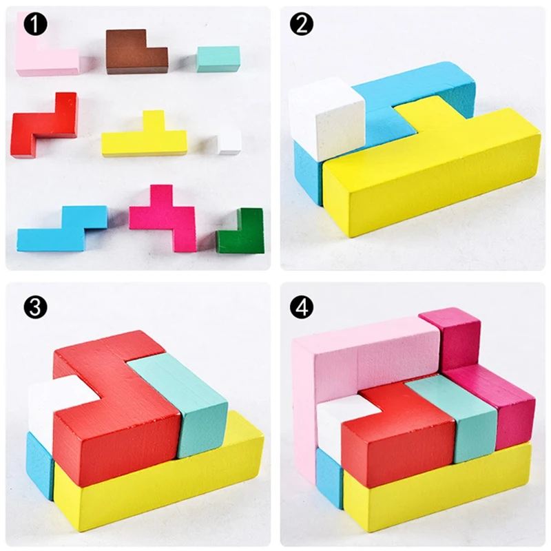 Baby-15PCS 나무 3D 교육 장난감 어린이 장난감 나무 Tangram 퍼즐