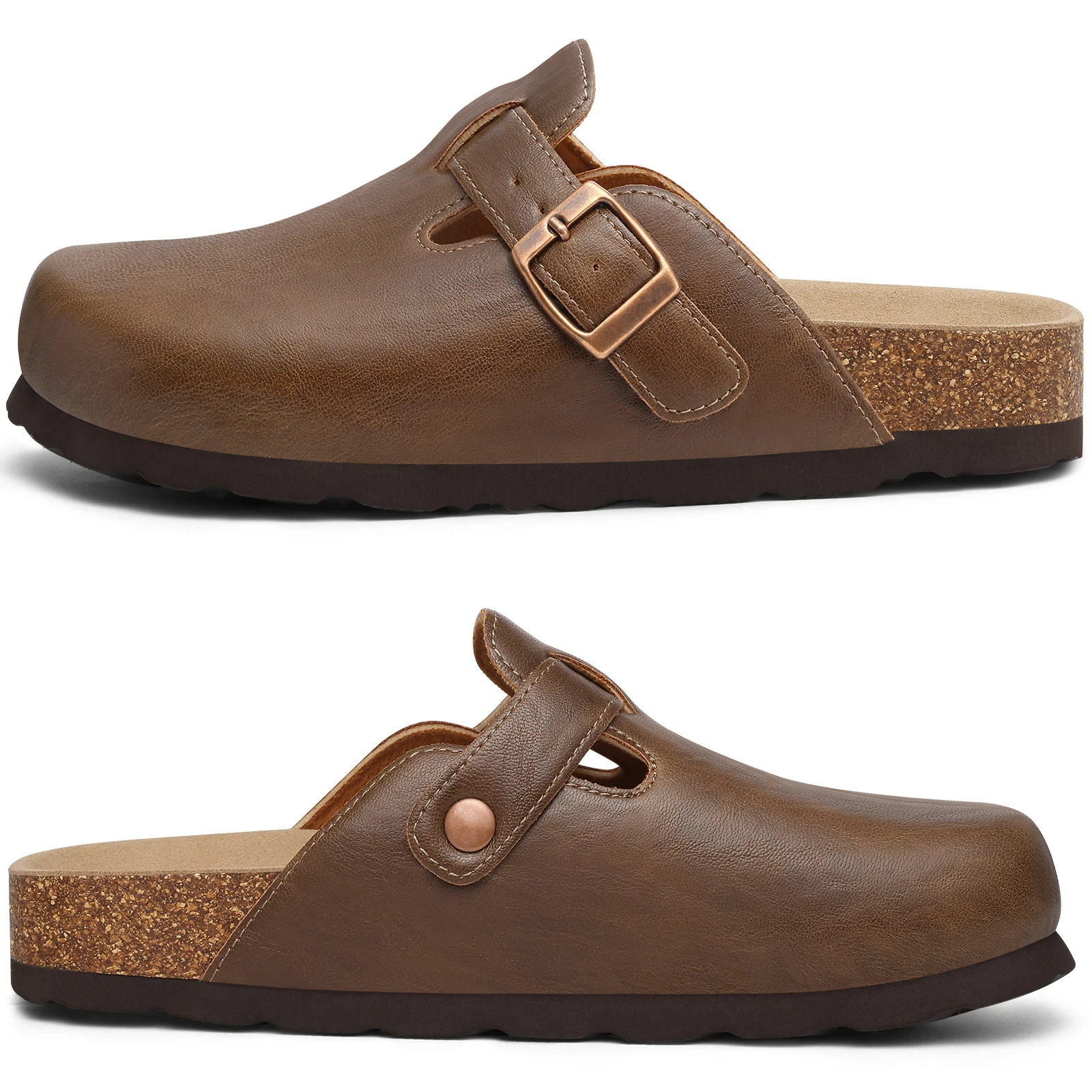 Vegan Leather Mules With Cork Insole And Arch Support For Women_voghion.com