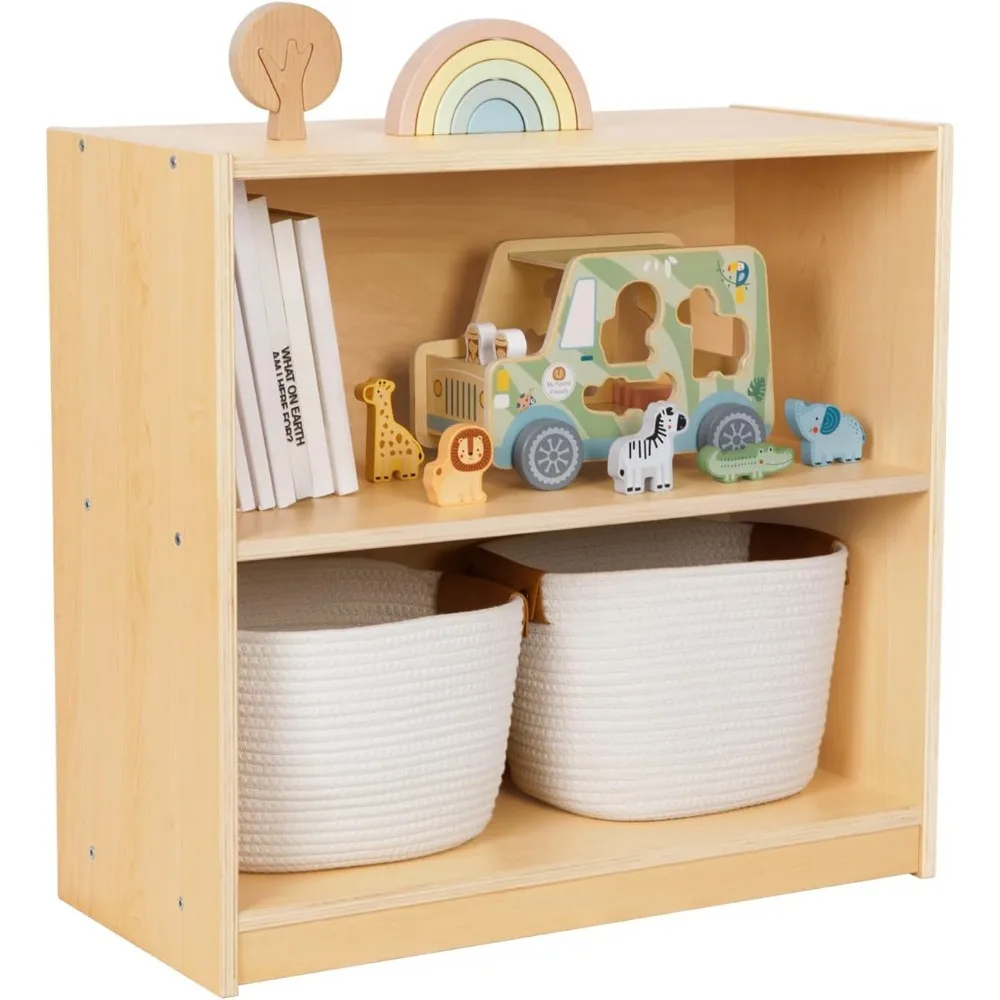 Shelf and Toy Storage,Compact Toddler Bookshelf for Small Space,Wooden Storage Cabinet Shelves and Kids Bookcase for Small Space 2