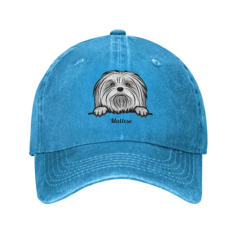 

Punk Cotton Peeking Dog Maltese Baseball Cap Men Women Adjustable Dad Hat Performance