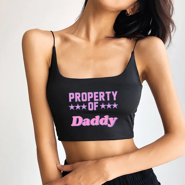 PROPERTY OF Daddy Square Neck Camis for Women Fitted Seamless Cropped Tank Cute Crop Tops Double Lined Can Be Wear Without Bra 1
