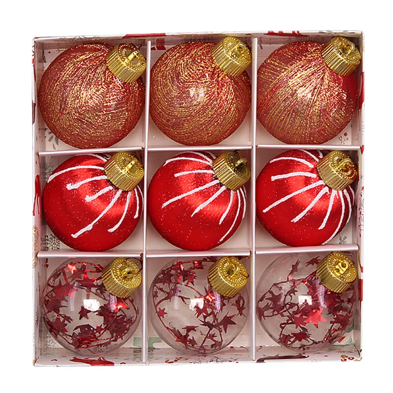 

Christmas Ball, Silk Thread Ball, Painted Ball, 8cm/9pcs Box, Christmas Decoration Set, Christmas Pendant & Drop Ornaments