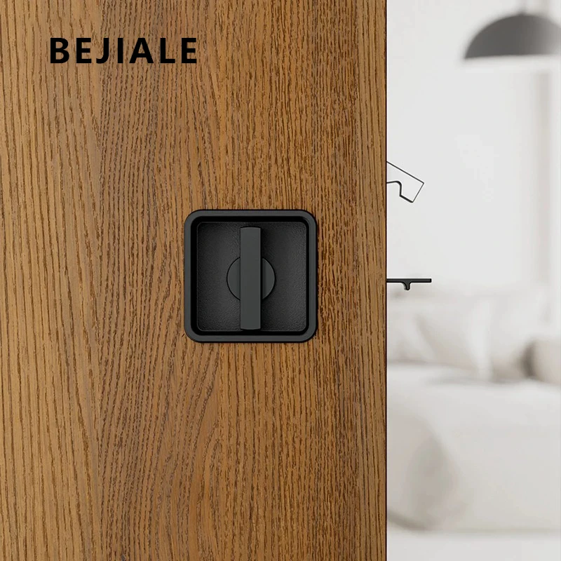 New Square Pocket Wooden Sliding Door Lock Sliding Door Lock Black Indoor Kitchen Bathroom Mobile Hook Gray