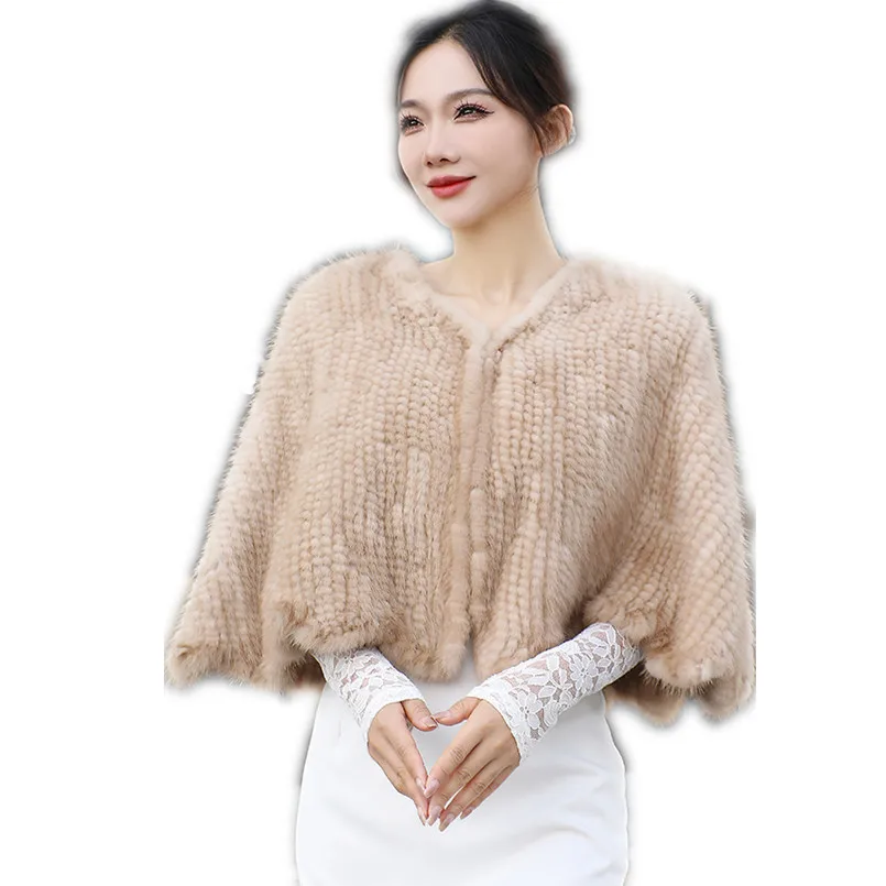 Зимняя женская шаль из натурального меха норки