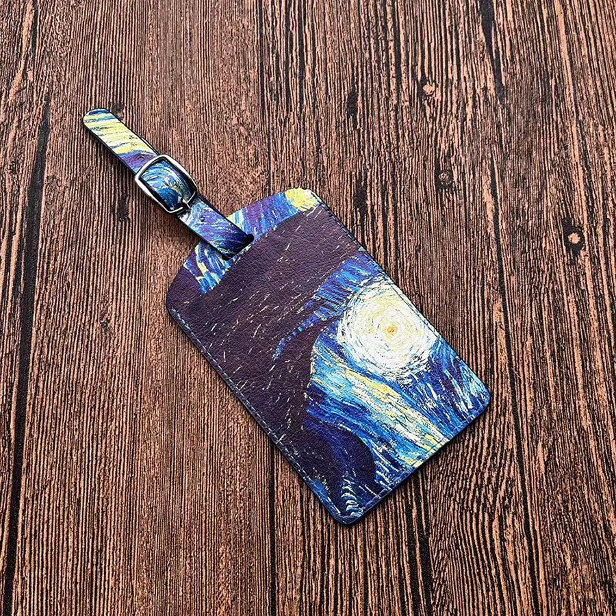 

Art Starry Sky Luggage Name Tag Van Gogh Travel Women Bag Tag Desinger ID Airplane Travel Accessories Suitcase Label Holder