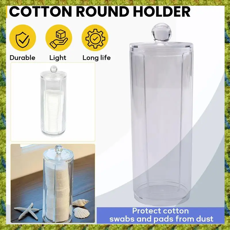 UISN Facial Makeup Container Cotton Pads Round Dispenser With Lid Clear Acrylic Dispenser Cotton 4