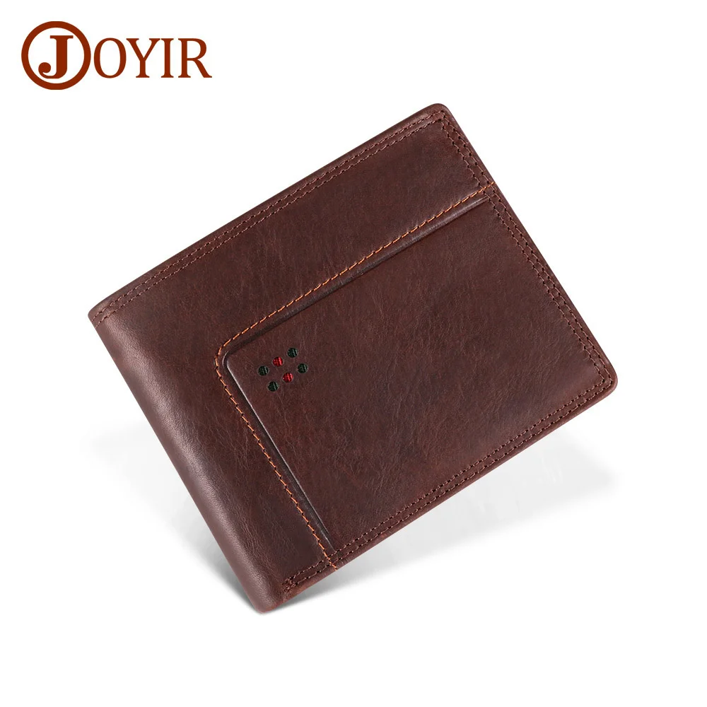 

Genuine Leather Mens Wallet With Coin Pocket Vintage Male Purse Portomonee Rfid Card Holder Photo Holder Short Wallet