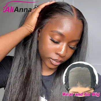 24 26 28 pollici Wear And Go Glueless Parrucche per capelli umani per le donne Pronto da indossare Parrucca brasiliana diritta pre-tagliata in pizzo 4x4 con chiusura