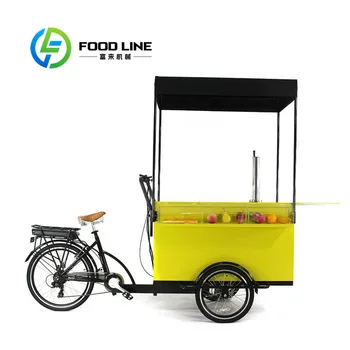 Triciclo per adulti con bici da carico per birra elettrica, chiosco a 3 ruote, carrello mobile per esposizione di alimenti per caffè, frutta, birra in strada