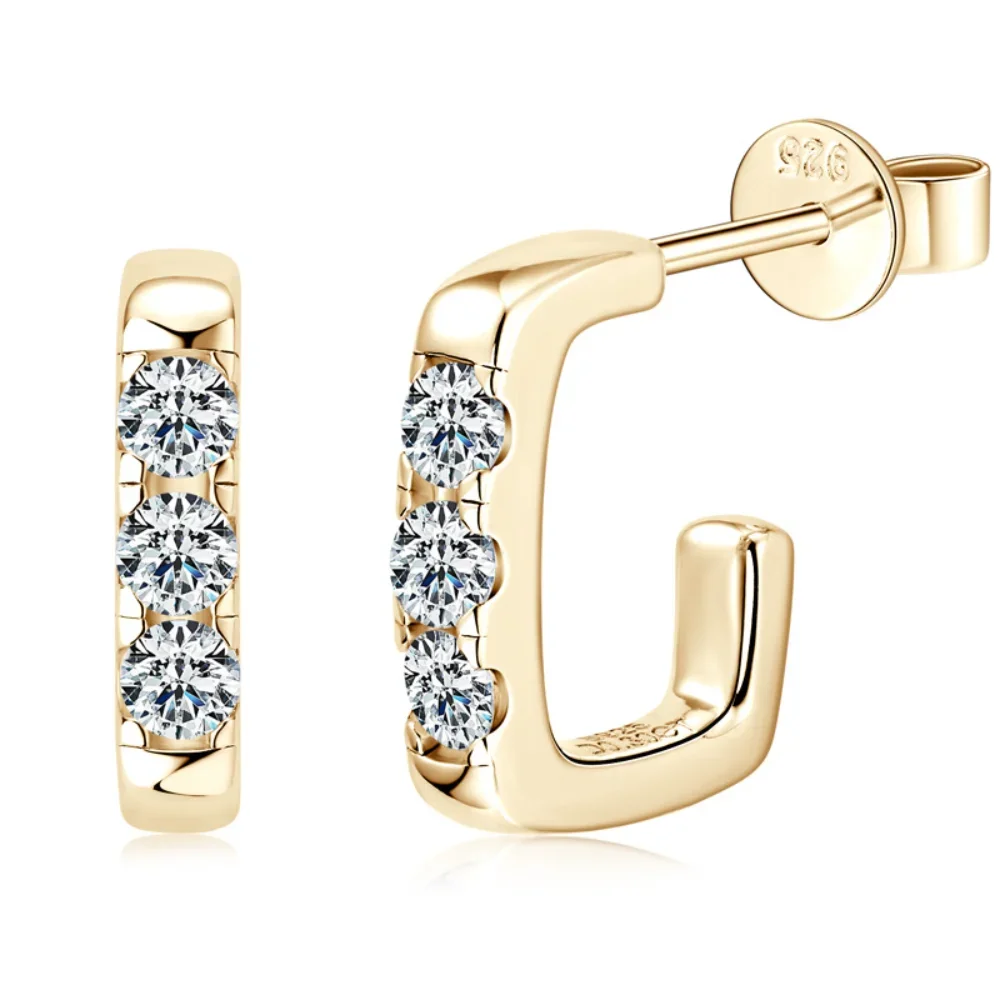 

Moissanite Earrings 925 Sterling Silver Stud Hoop Earrings for Women GRA Round Cut 3MM D Color Lab Diamond Wedding Fine Jewelry