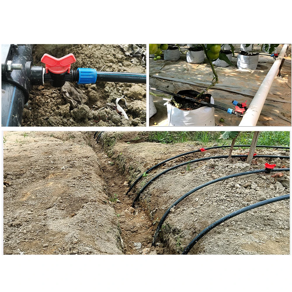 16mm Micro Irrigation Drip Tape Connectors Tee Repair Elbow End Plug Tap Fittings Locked Hose Joints Greenhouse Coupler Garden Irrigation Kits