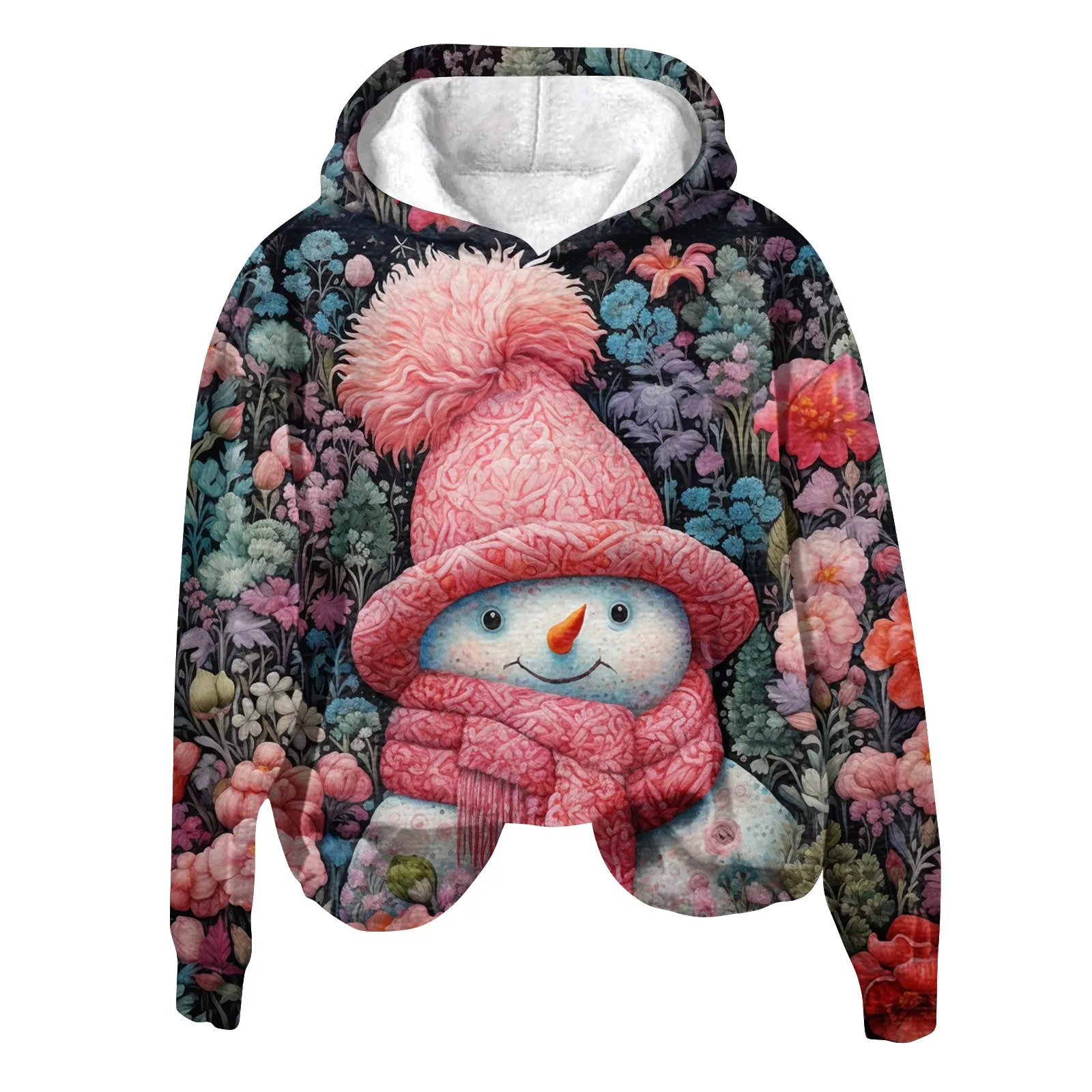 

Christmas Women Hoodie Sweatshirt Casual Fashion Loose Hoody Cartoon Snowman Print Streetwear Autumn Winter Holiday Party Tops