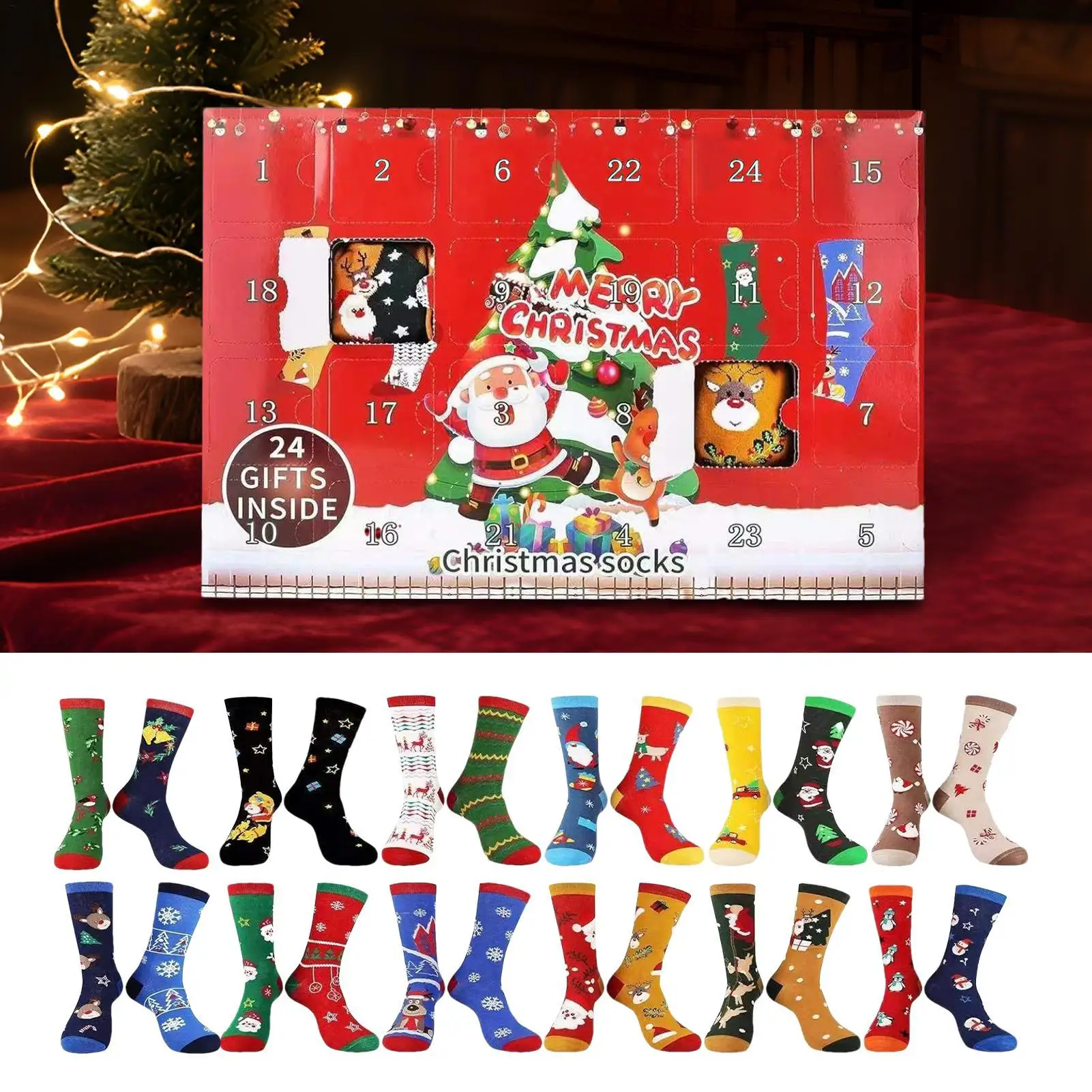 Christmas Advent 2025 24 Days Of 12pair Soft Socks Countdown Calendar for women Christmas Home Supplies for Family Teens Grandma