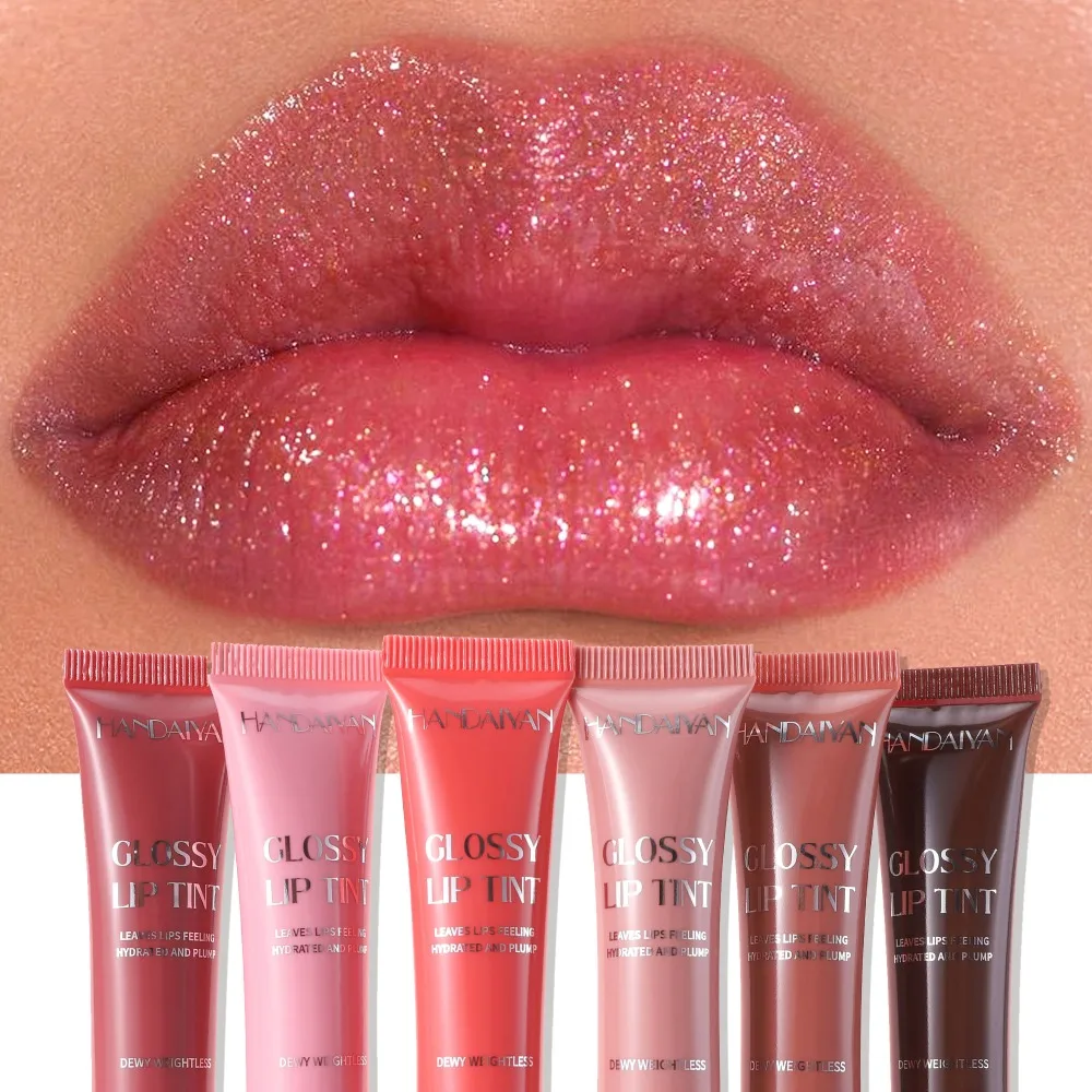 Brillo labial nacarado color café oscuro, aceite labial hidratante, laca labial con efecto espejo, labios brillantes y voluminizadores, maquillaje de larga duración._voghion.com