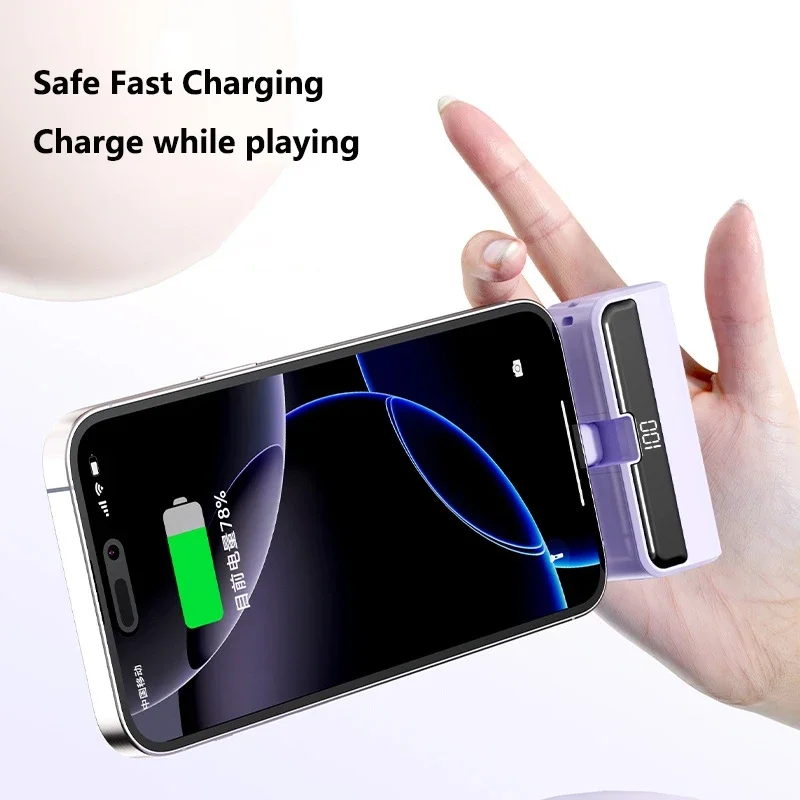 VIVO NEW 500000mAh 대용량 캡슐형 보조배터리, 디지털 디스플레이 탑재, 스마트폰용 고속 충전 휴대용 배터리