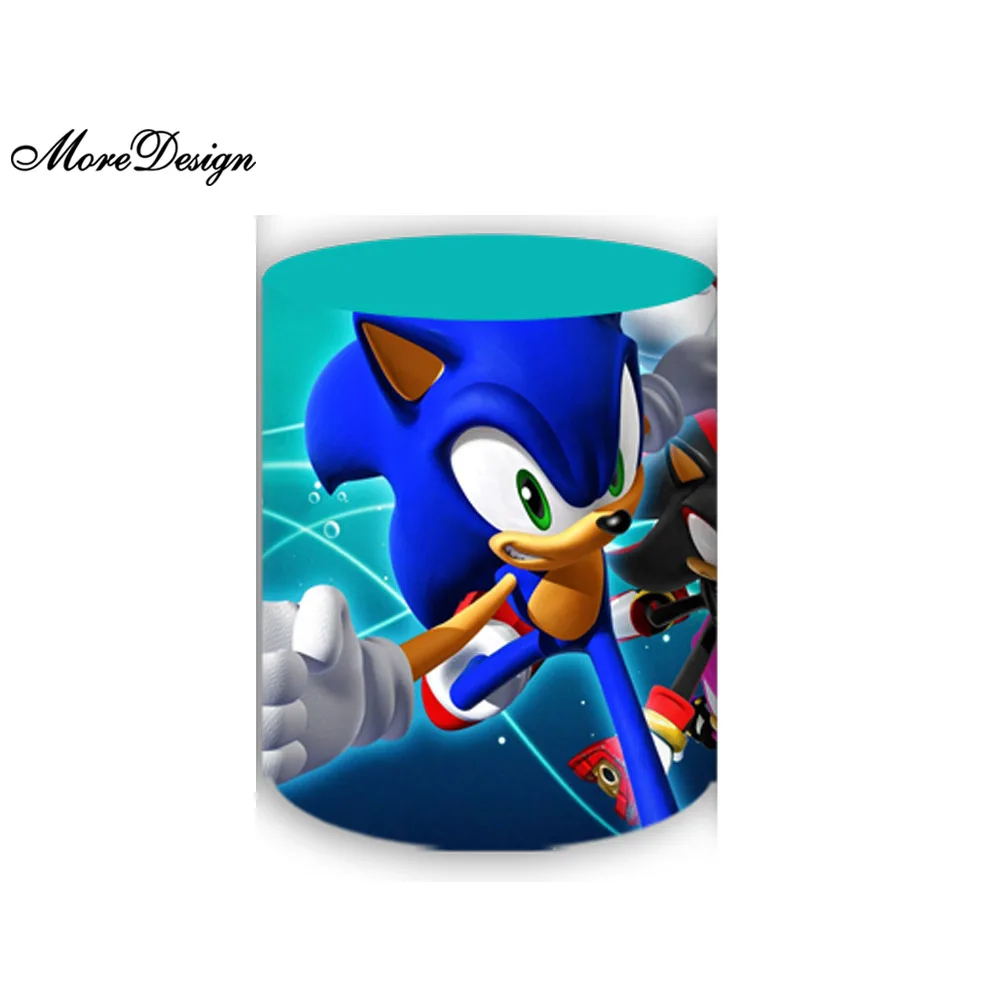 thumbnail image 1 of Fondo redondo de Sonic Hedgehog para decoración de fiesta de cumpleaños de niños, temática de juego, cubiertas cilíndricas, fondo fotográfico de tela, 1 of 5