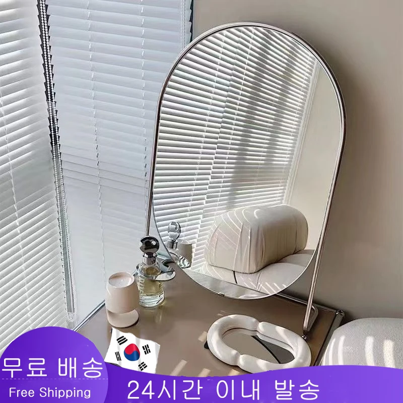 회전 타원형 메이크업 거울, 금속 스탠딩 거울, 욕실 책상 스탠딩, 한국 미용 거울, 벽화 집 침실 장식 