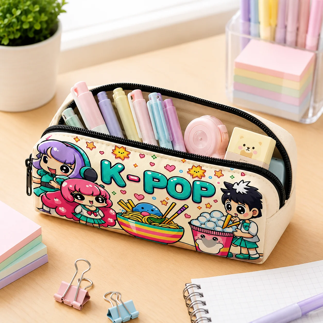 Astuccio Kpop con Cartoni Animati, Grande Capacità, per Ragazze e Studenti, Borsa Porta Cancelleria, Regalo per il Ritorno a Scuola - immagine 4