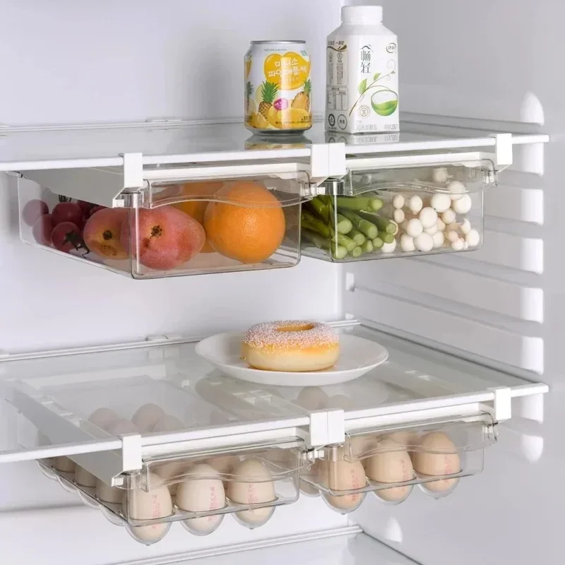 1/2pcs Fridge Organizer Fruit Egg Refrigerator Storage Box Under-shelf  Drawer  Fresh-keeping  Kitchen Fridge Organizer 2