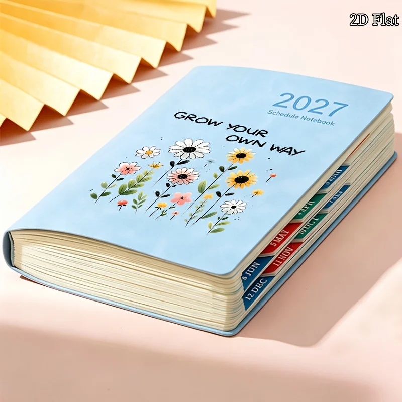 Floral Print Inspirational Daily Planner Notebook - Agenda, Schedule Organizer, and Memo Journal