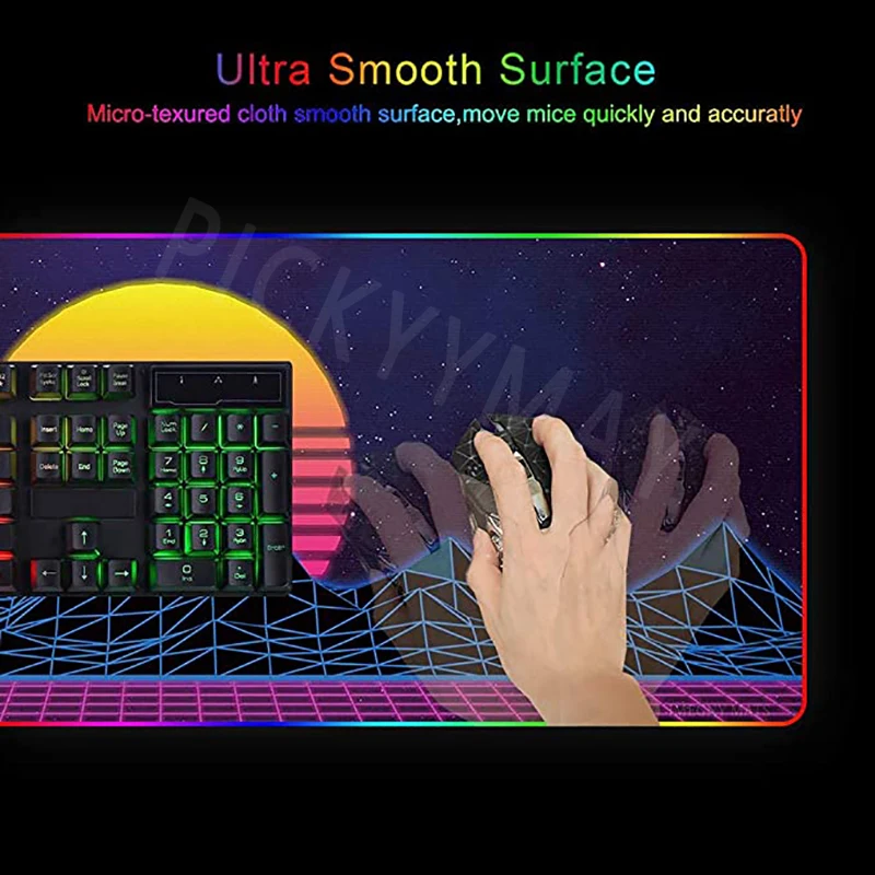 Gato Bonito Gaming Mousepad Tapete de Rato Rgb Grande Mousepad Led Kawaii Almofada de Mesa Luminosa Almofadas de Mesa Retroiluminadas - Imagem 5