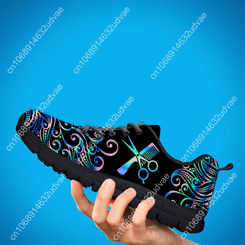 Trendy Color Ombre Hairdressing Equipment Printed Lightweight Outdoor Shoes Black Platform Sneakers Casual Shoes