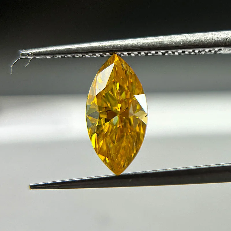 Yellow Color Moissanite Stone Excellent Marquise Cut synthetic Gemstone with GRA Report  VVS1for Women Jewelry Ring Making 1~3CT
