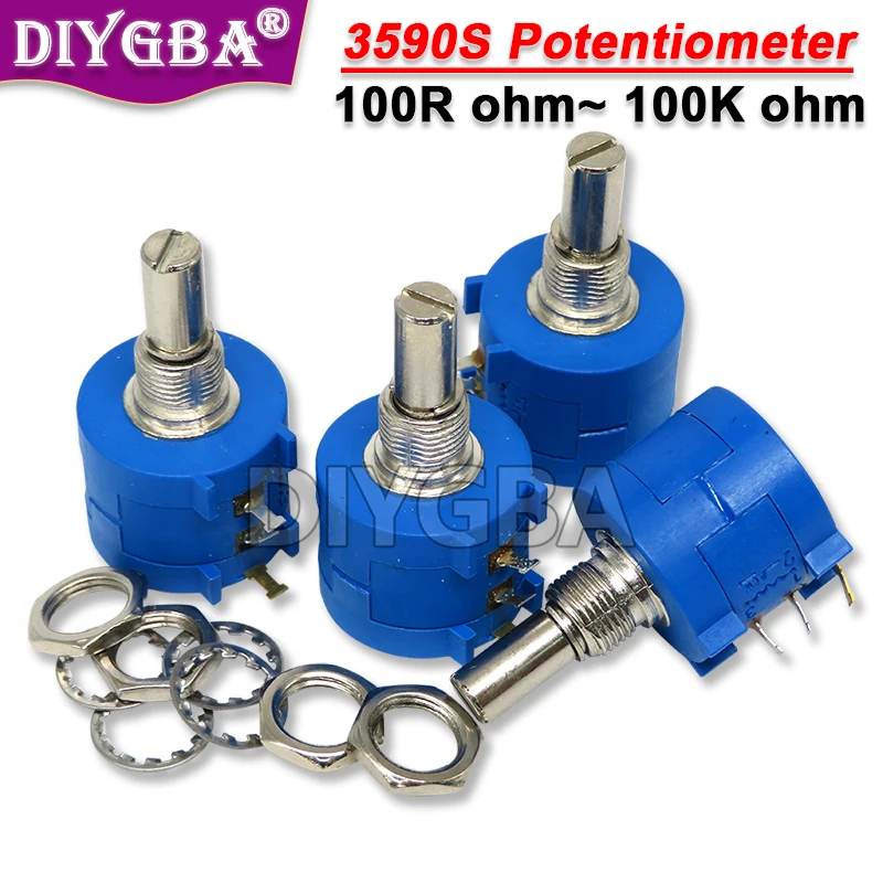 3590S 3590S-2 정밀 전위차계 및 회전 다이얼, 6.35mm 회전 노브 3590 100R 200R 500R 1K 2K 5K 10K 20K 50K 100K 옴, 1 세트