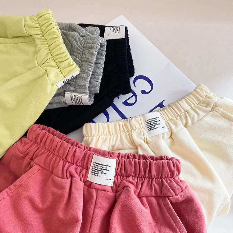 Summer Solid Color Toddler Girl Loose Shorts For Girls Cotton Children Sports Shorts Baby Short Pants Kids Clothing 1-10 Years