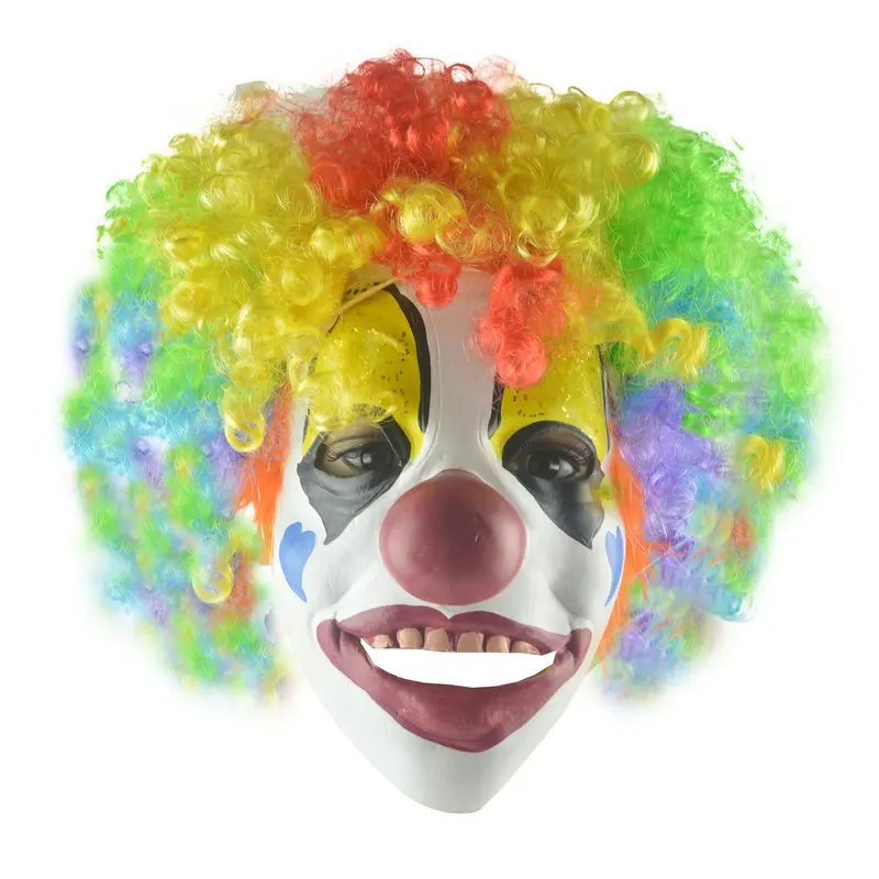 Spooky Clown Mask Colorful Explosion Wig Clown Props Halloween April Fools' Day Ball Party Mask Props