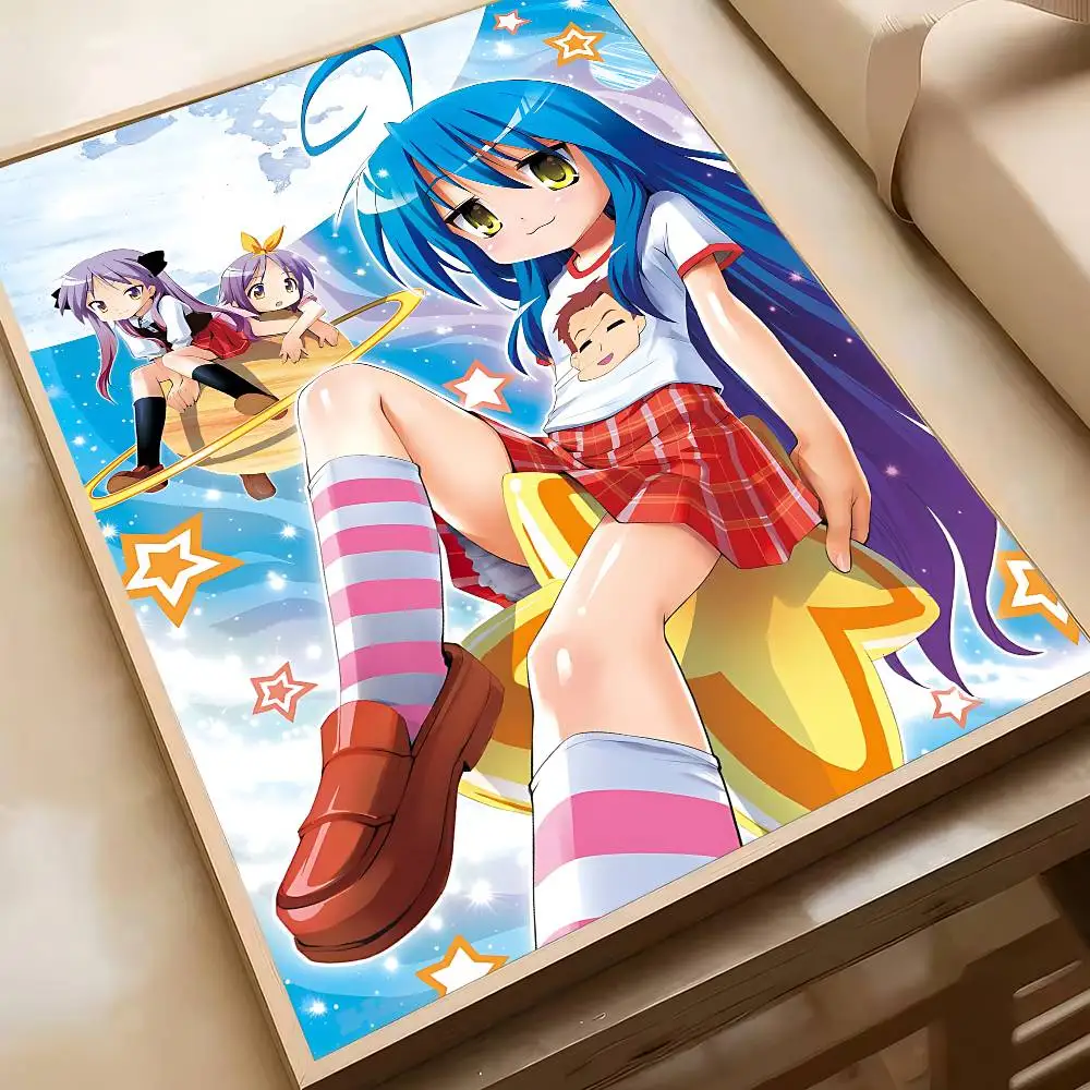 Anime Lucky Star Kawaii Selbstklebende Kunstposter Decoracion Malerei Wandkunst Weißes Kraftpapier Home Decor – Detail 20