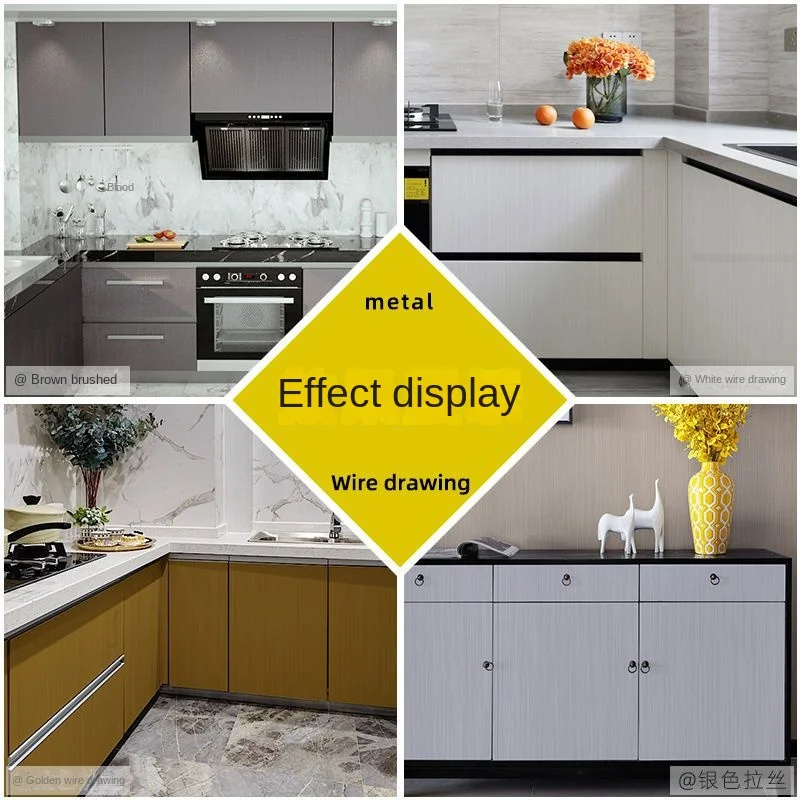 Thickened Brushed Metal Sticker Stainless Steel Kitchen Cabinet Refrigerator Self-adhesive Wallpaper Waterproof Home Decoration 5