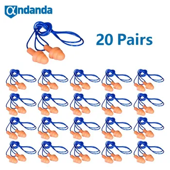 Andanda 소음 차단 수면 귀마개, 실리콘 유선 소음 방지 귀마개, 울트라 소프트 귀 보호대, 10/20 쌍