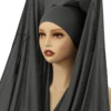 Hijab instantané en mousseline de soie avec boucle magnétique, couleur unie, écharpe musulmane pour femme, Turban islamique, bandeau à la mode, châle, nouvelle collection
