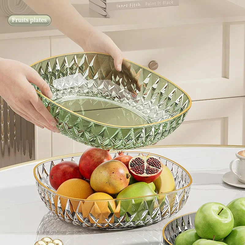 Multifunctional Fruit Plate Clear Plastic Fruit Bowl For Kitchen Party Snack Fruit Tray Kitchen Tableware Luxury Nut Snack Plate