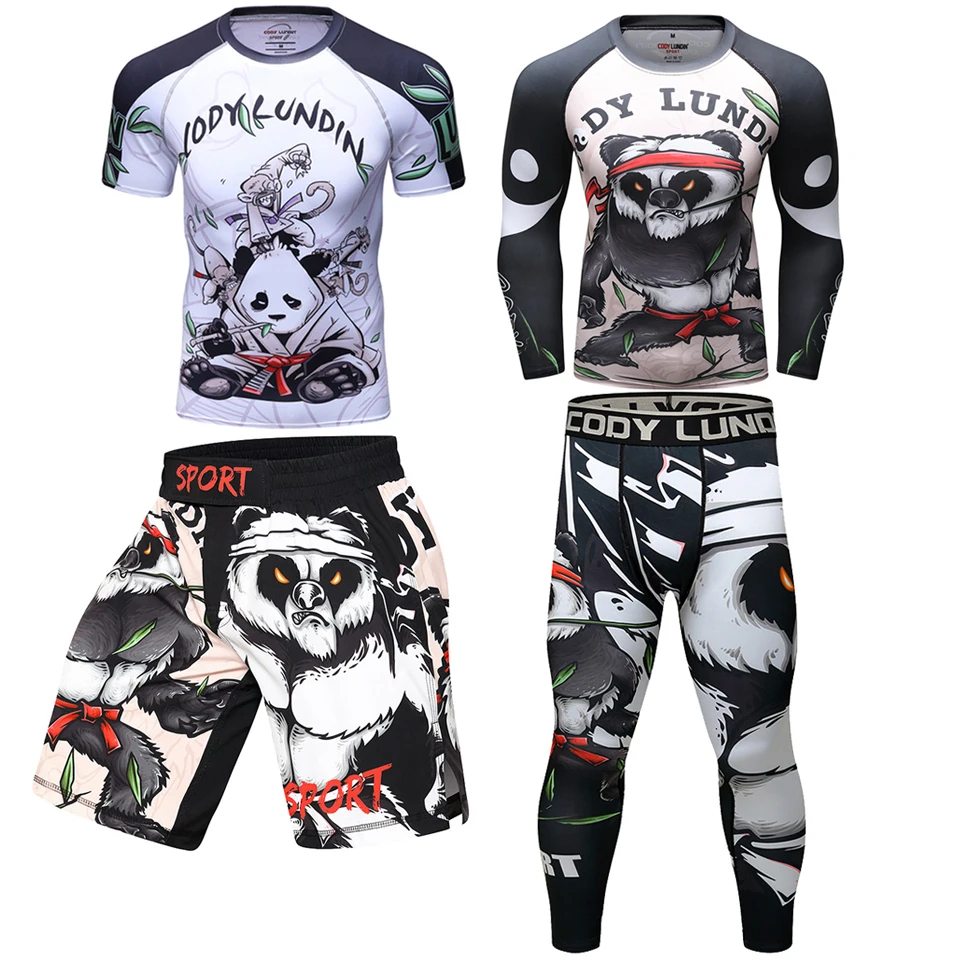 Boxing MMA T-shirt+Muay Thai Shorts Sets Bjj Rashguard For Men Mma Shorts Kickboxing jiu jitsu T-shirts Compression Sportsuit