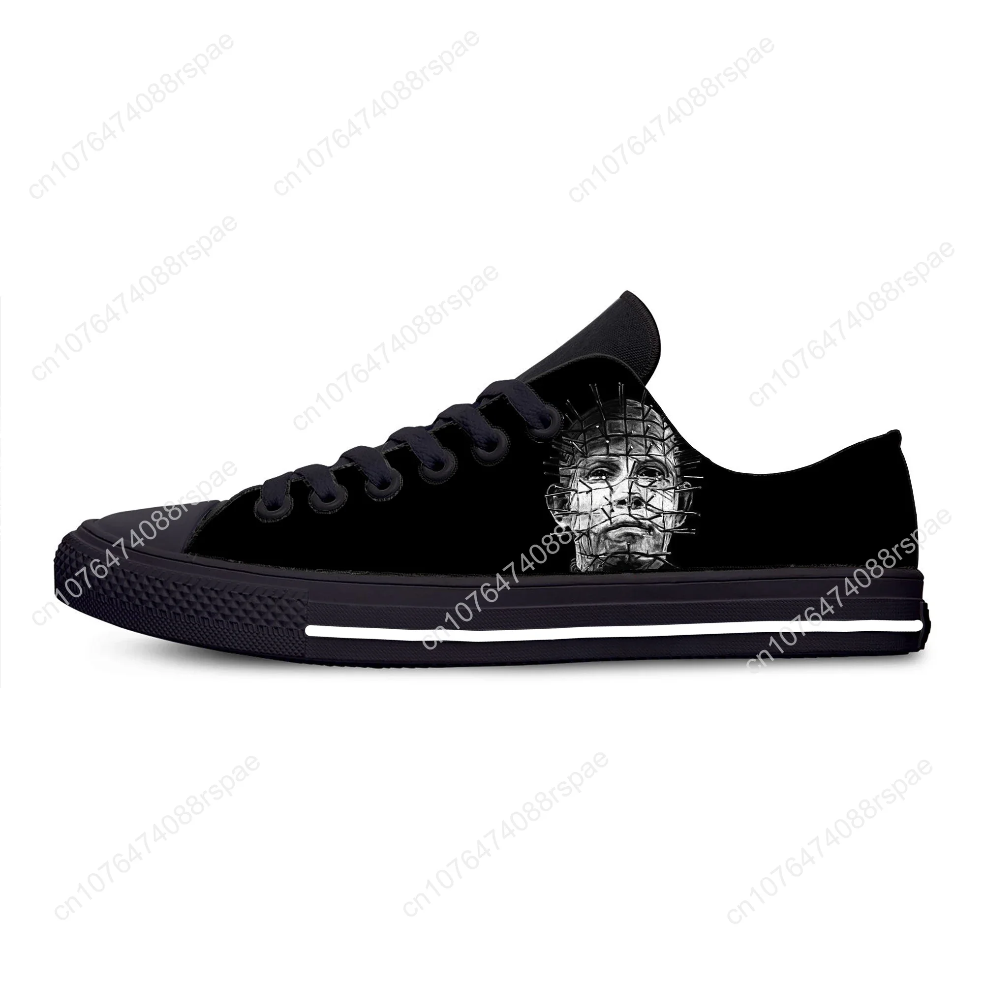 Hellraiser Movie Pinhead Horror Scary Halloween Casual Cloth Shoes Low Top Lightweight Breathable 3D Print Men Women Sneakers