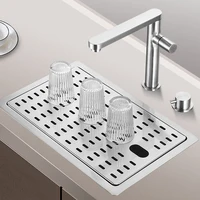 Mini Single Hidden Cover Sink Small Size Bar Counter Island Handmade 304 Stainless Steel Sinks 1